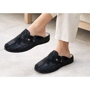 La Plume Leather Mule Clog Women 39 Black Capsule Coastal Luxury Italian SlipOn